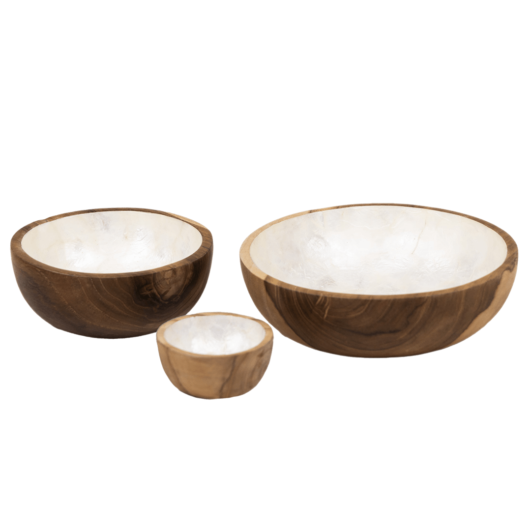 Schaaltje Piring hout met parelmoer