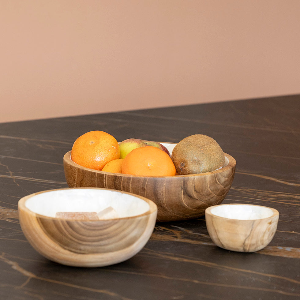 Schaaltje Piring hout met parelmoer