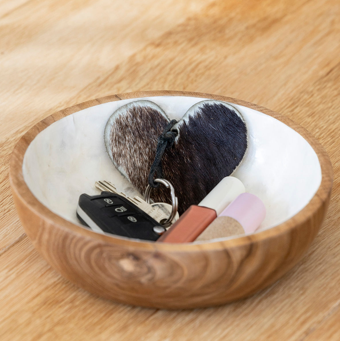 Schaaltje Piring hout met parelmoer