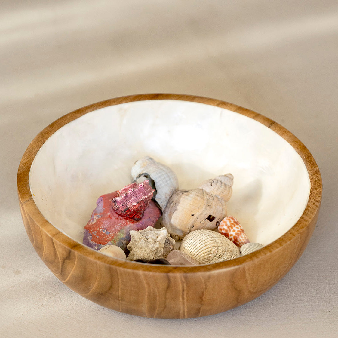 Schaaltje Piring hout met parelmoer