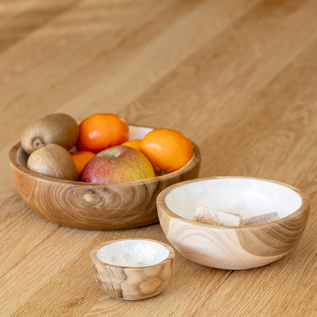 Schaaltje Piring hout met parelmoer