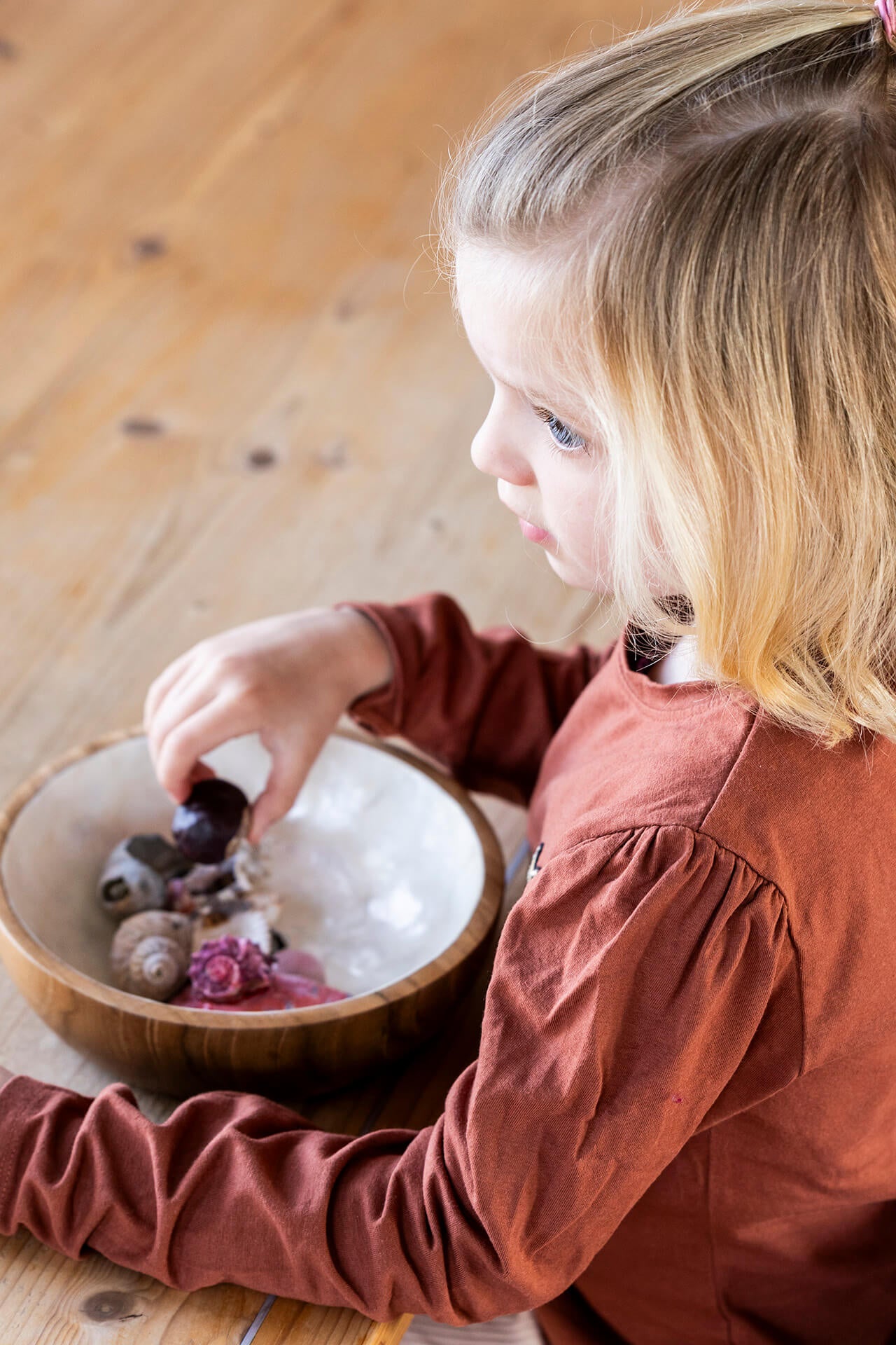 Schaaltje Piring hout met parelmoer