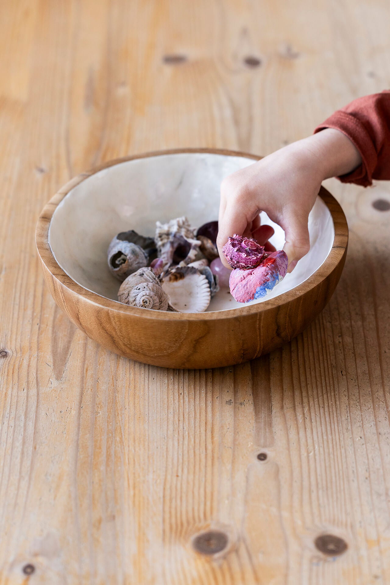 Schaaltje Piring hout met parelmoer