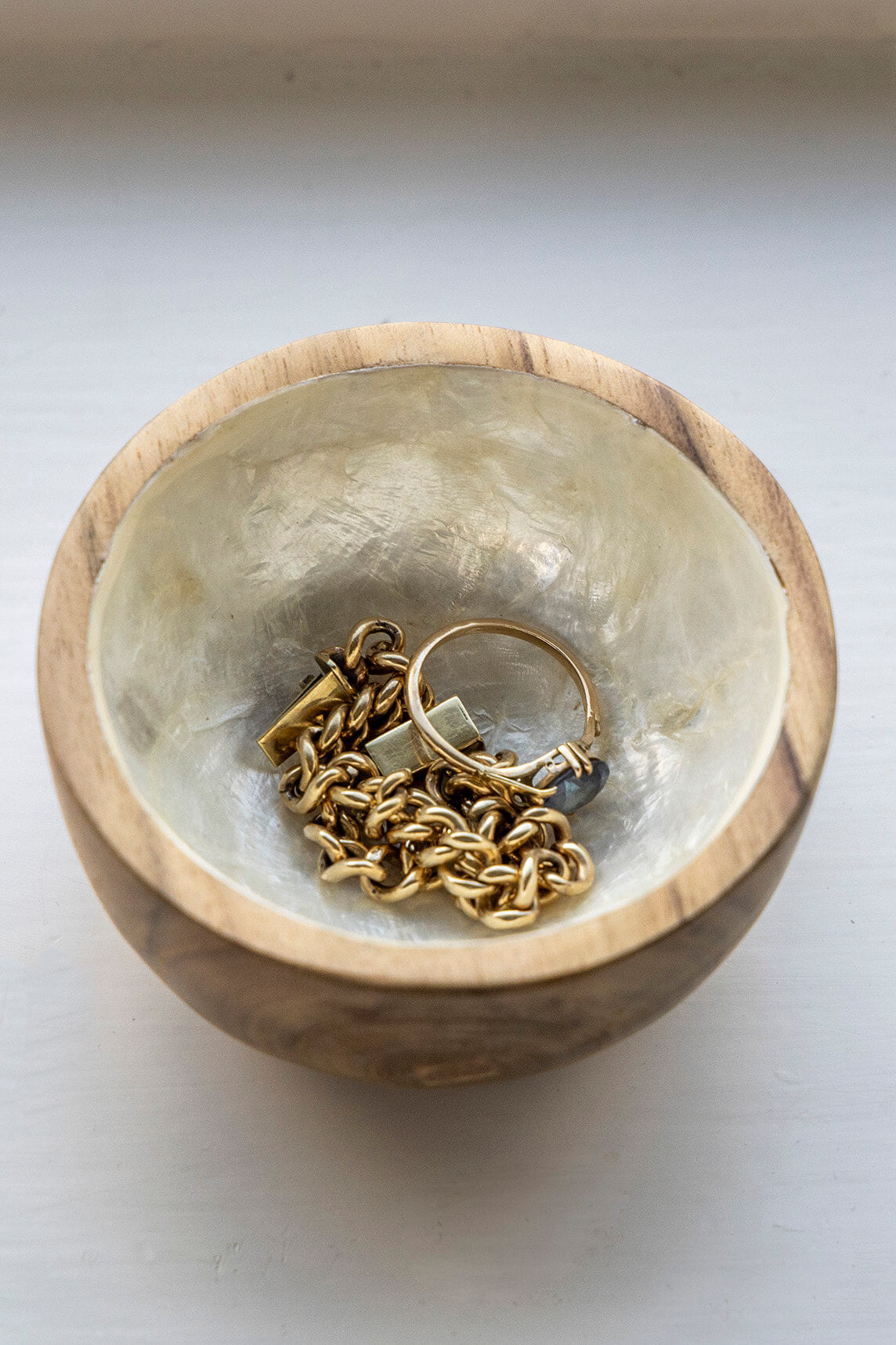 Schaaltje Piring hout met parelmoer