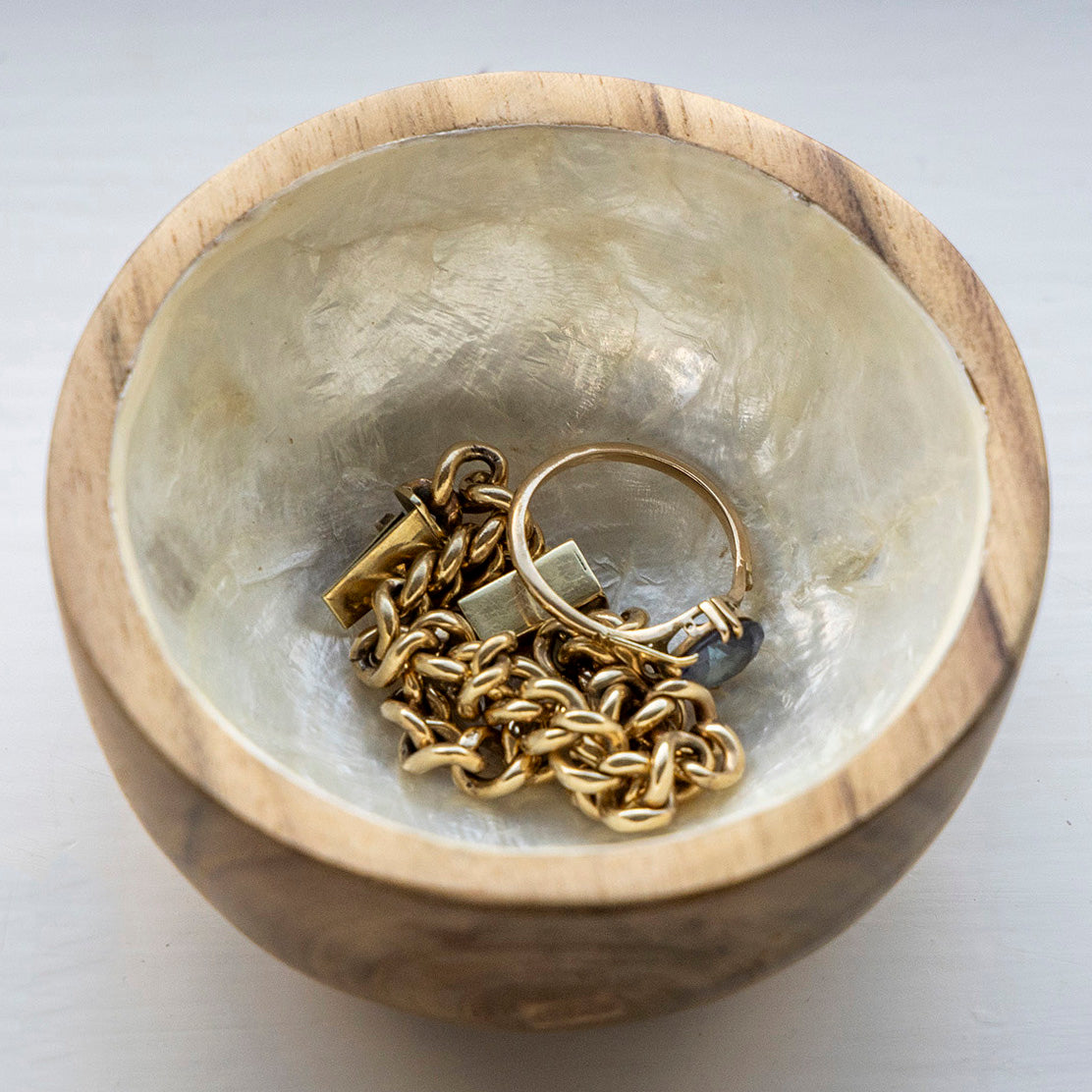 Schaaltje Piring hout met parelmoer