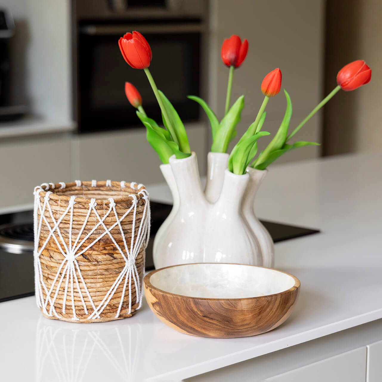 Schaaltje Piring hout met parelmoer